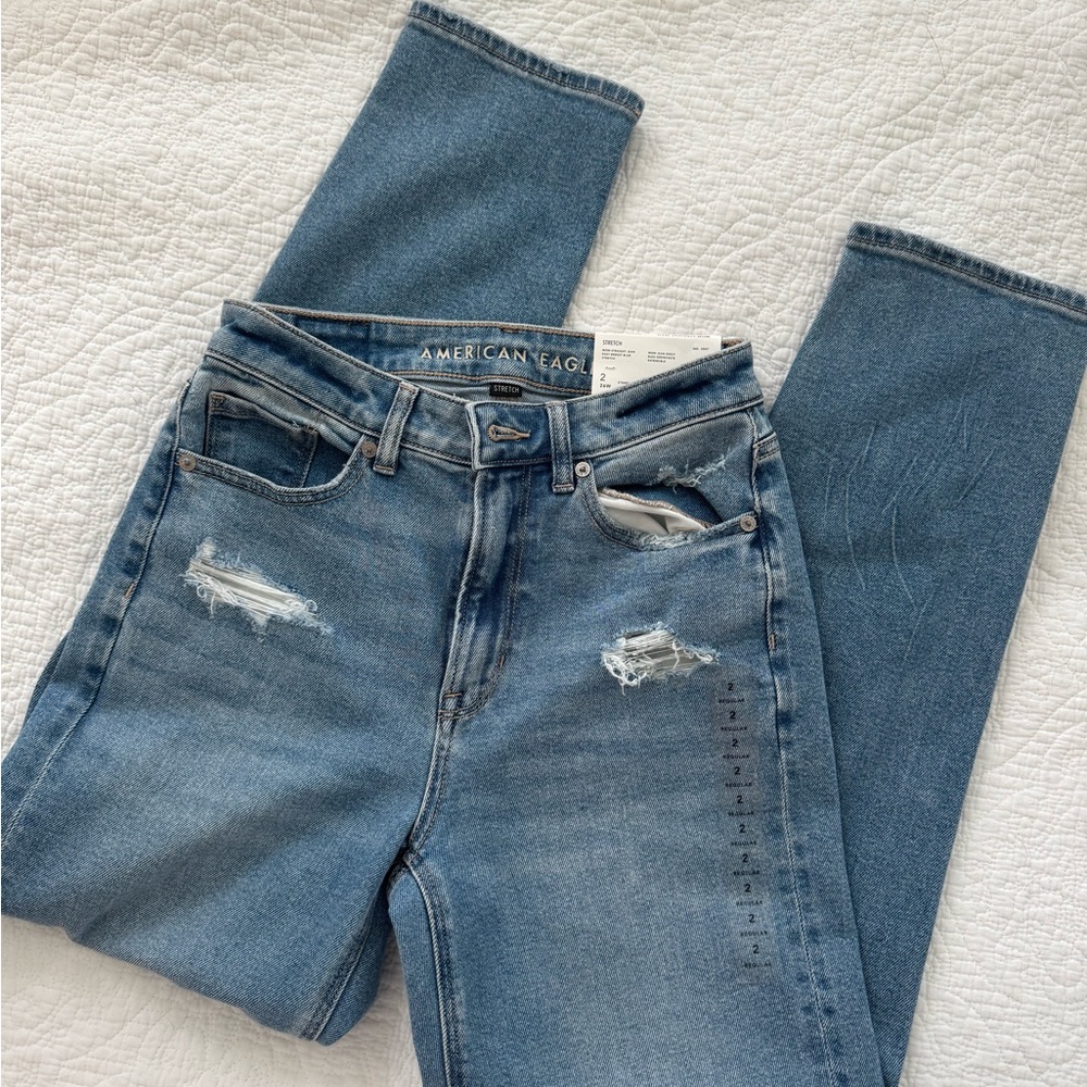 American Eagle Outfitters Women's Classic Blue Straight Leg Jeans